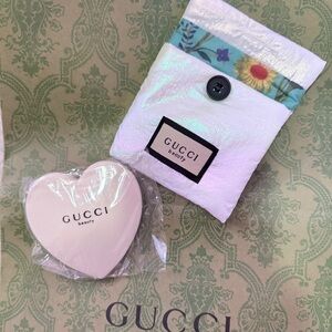 Gucci Pink Heart-Shaped Mirror with Pouch.